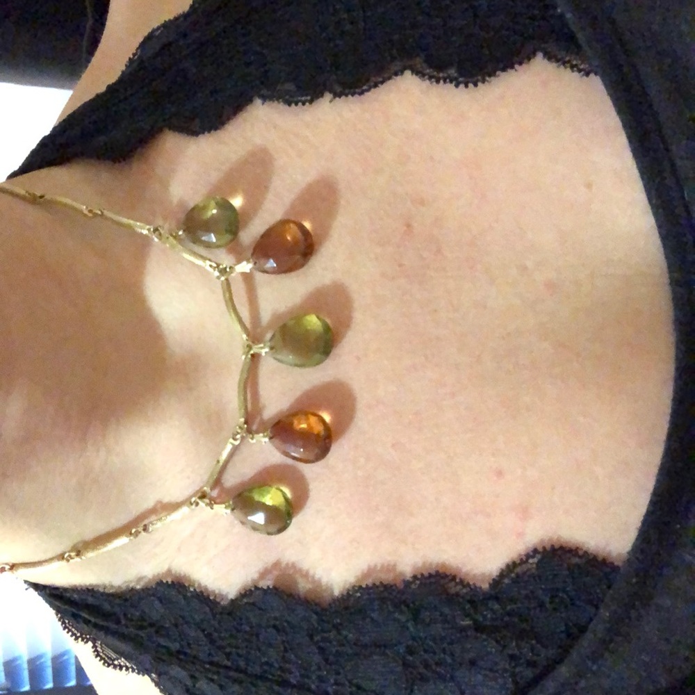 Vintage 1978 Orange/Green Teardrop Charm Necklace - Picture 4 of 4